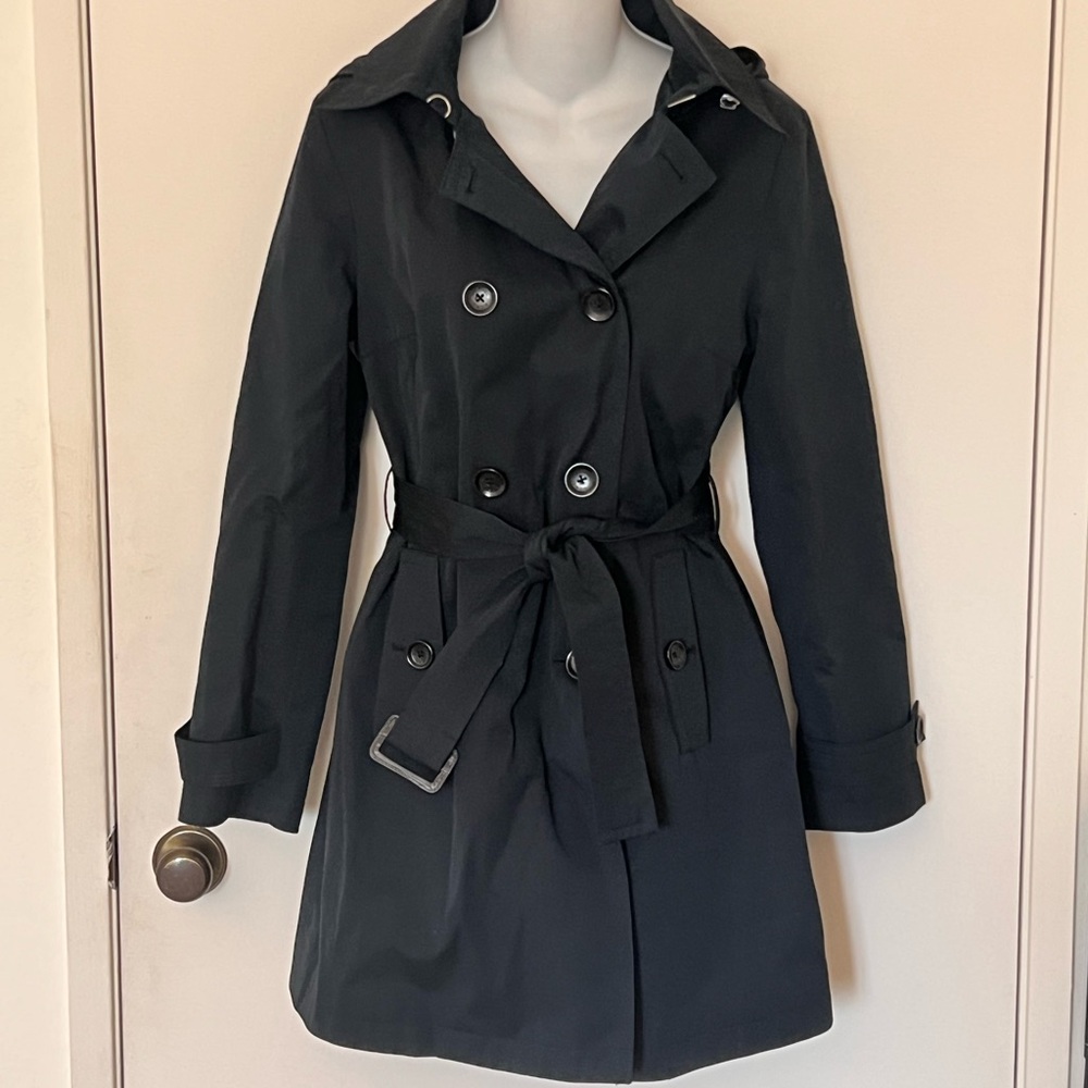 Míchael Kors Women's Black Double-Breasted Trench Coat